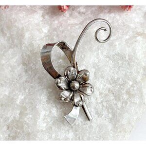 Art Nouveau "Horstner" Signed Sterling Silver Vintage Daisy Flower Brooch
